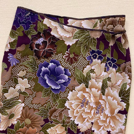 Vintage Kenzo Paris Floral Wrap Long Skirt, Size 30”