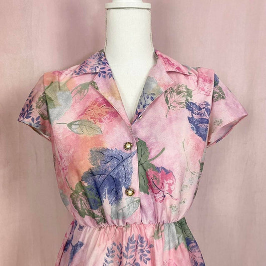 Vintage California Looks Pink Floral Mini Dress, Size 4P