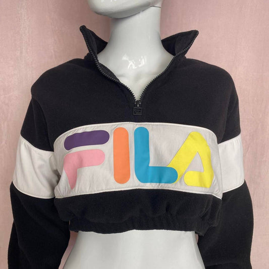 Reworked FILA Crop 1/4 Zip Fleece Pullover, Size Small