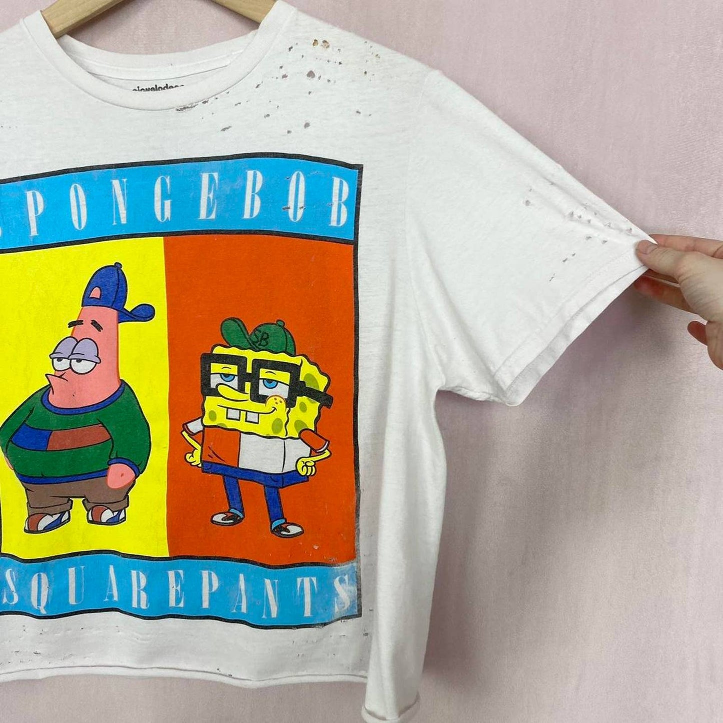 Reworked SpongeBob Squarepants Distressed Tee, Size Medium