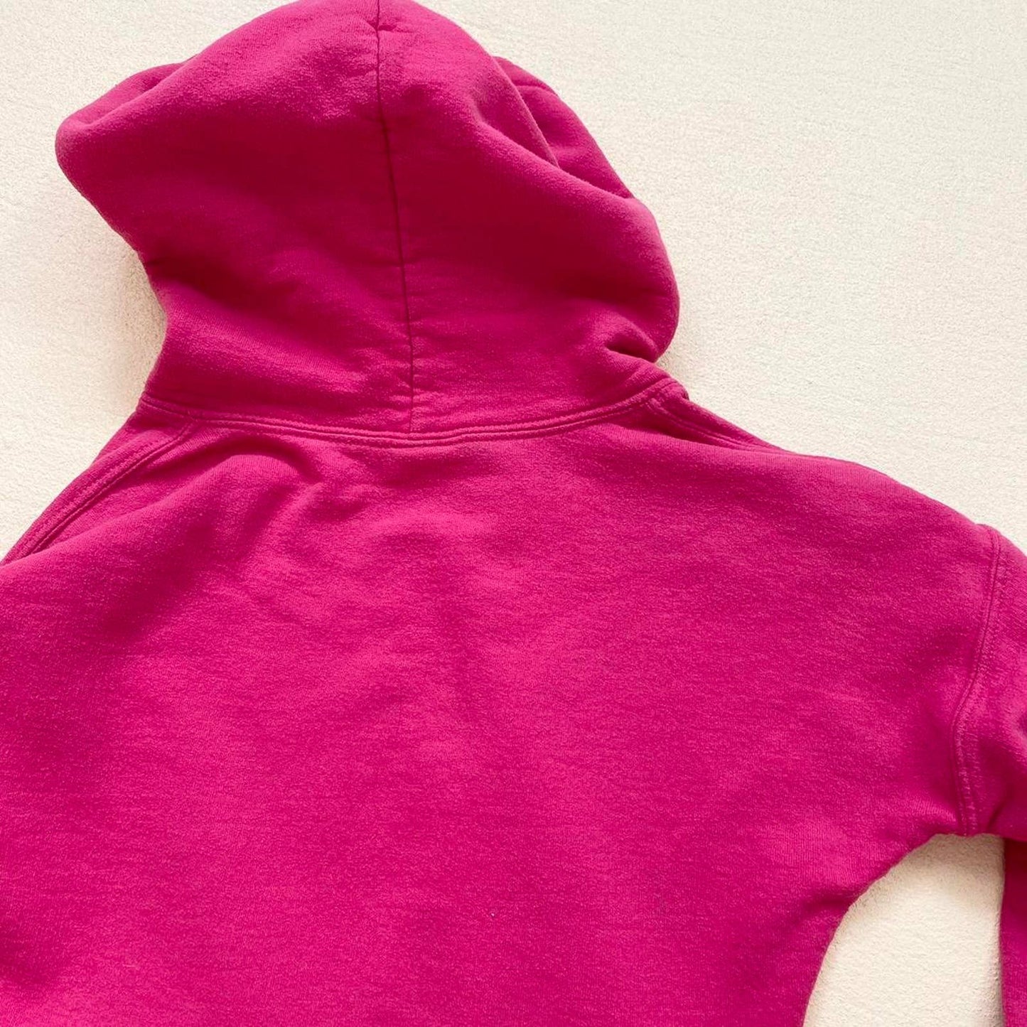 Upcycled Gildan Distressed Pink Crop Hoodie, Size Medium