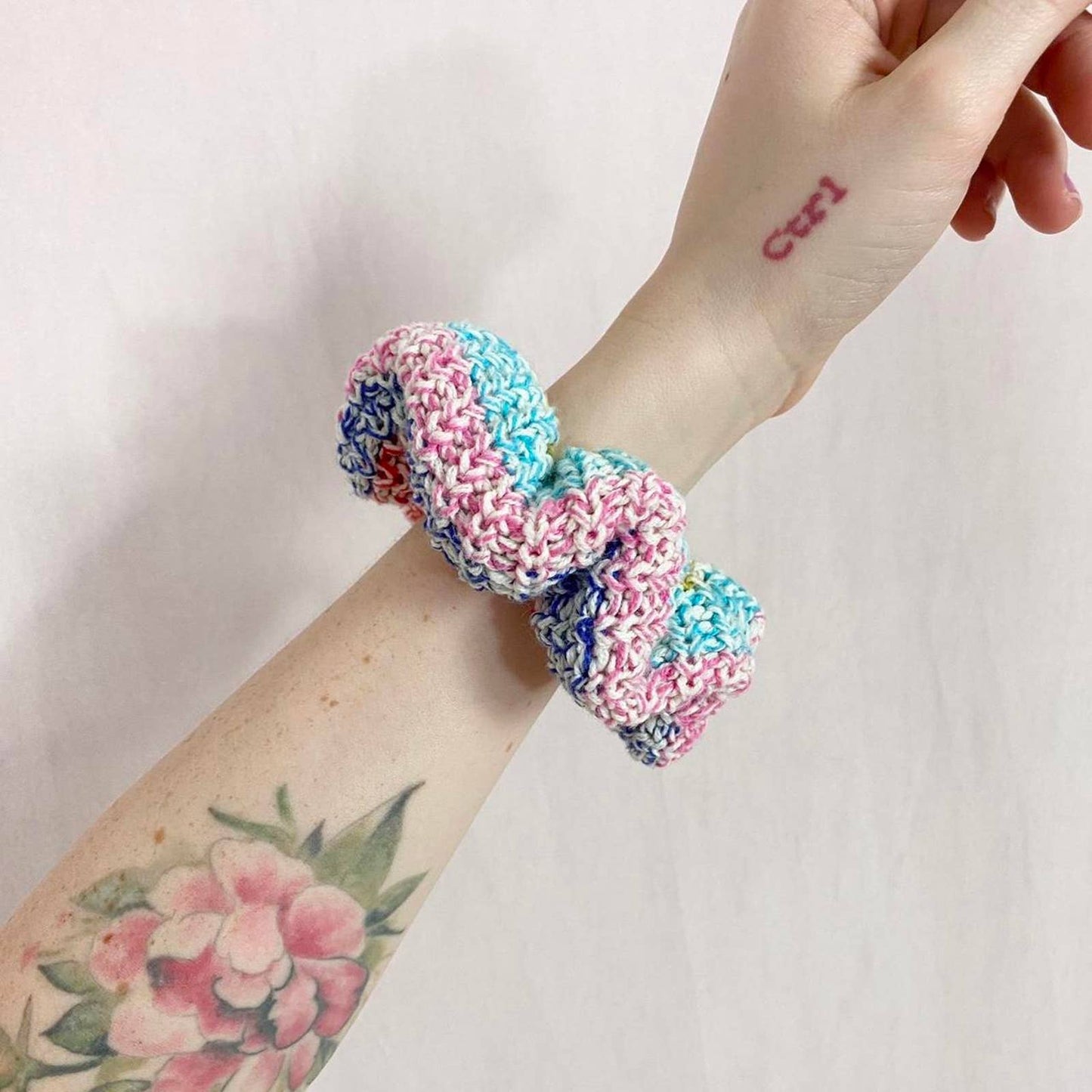Scrap Fabric Crochet Knit Scrunchie
