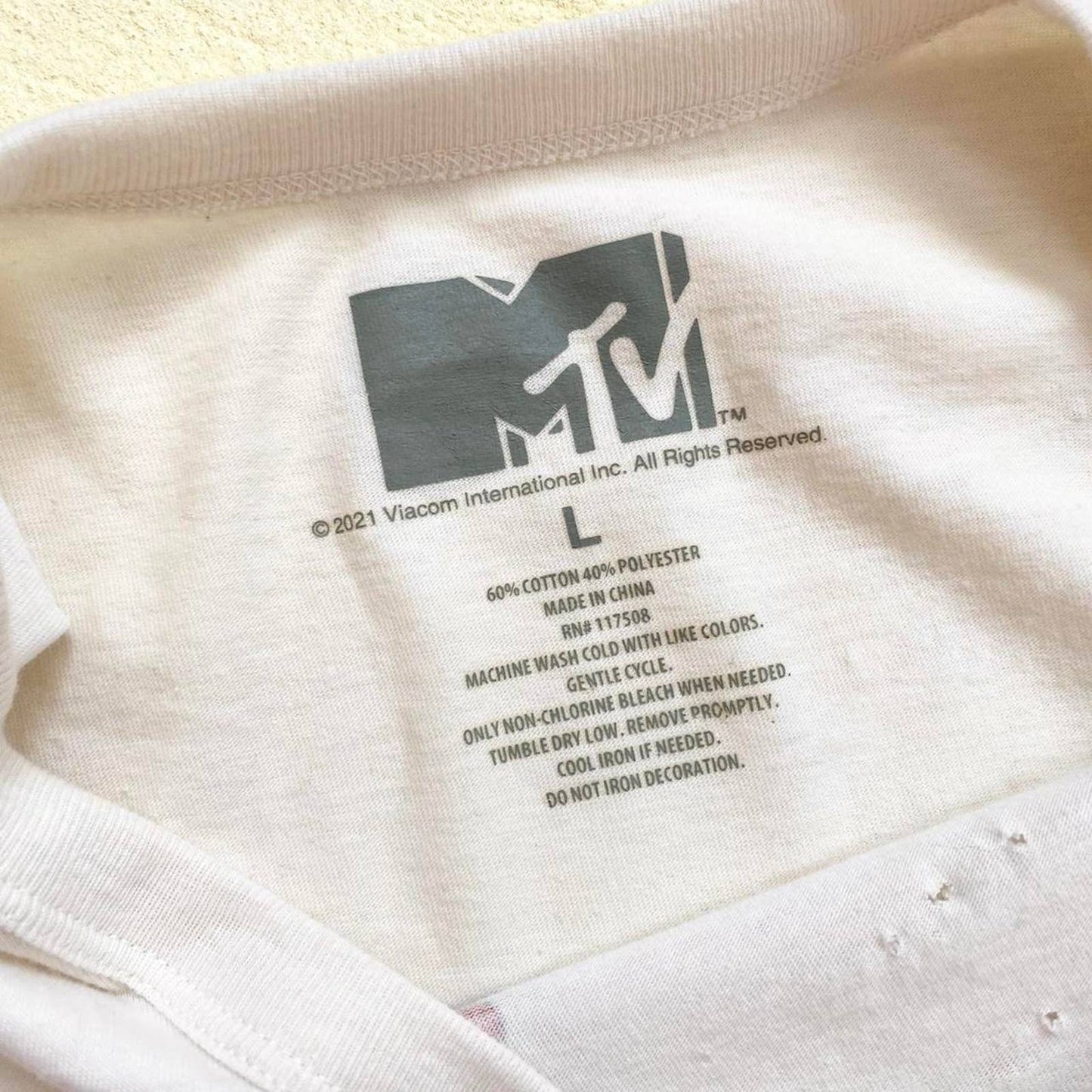 Upcycled MTV Distressed Graphic Tee, Size Large