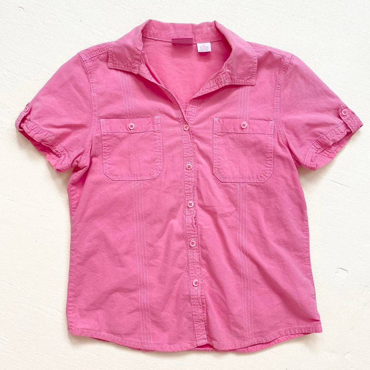 Vintage Pappagallo Pink Denim Button Up Shirt, Size Small
