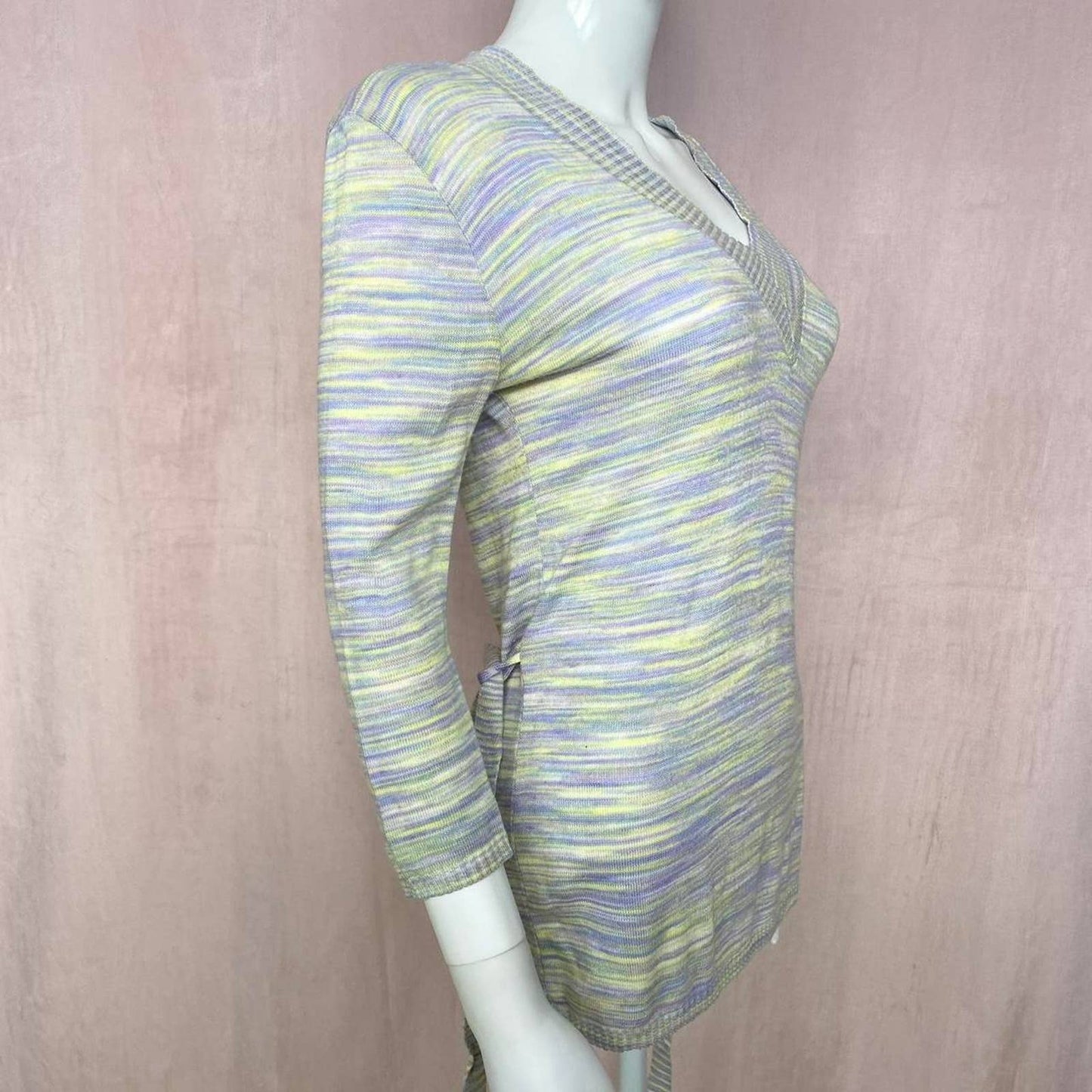 Vintage Knit Avenue 3/4 Sleeve V-Neck Sweater, Size Large