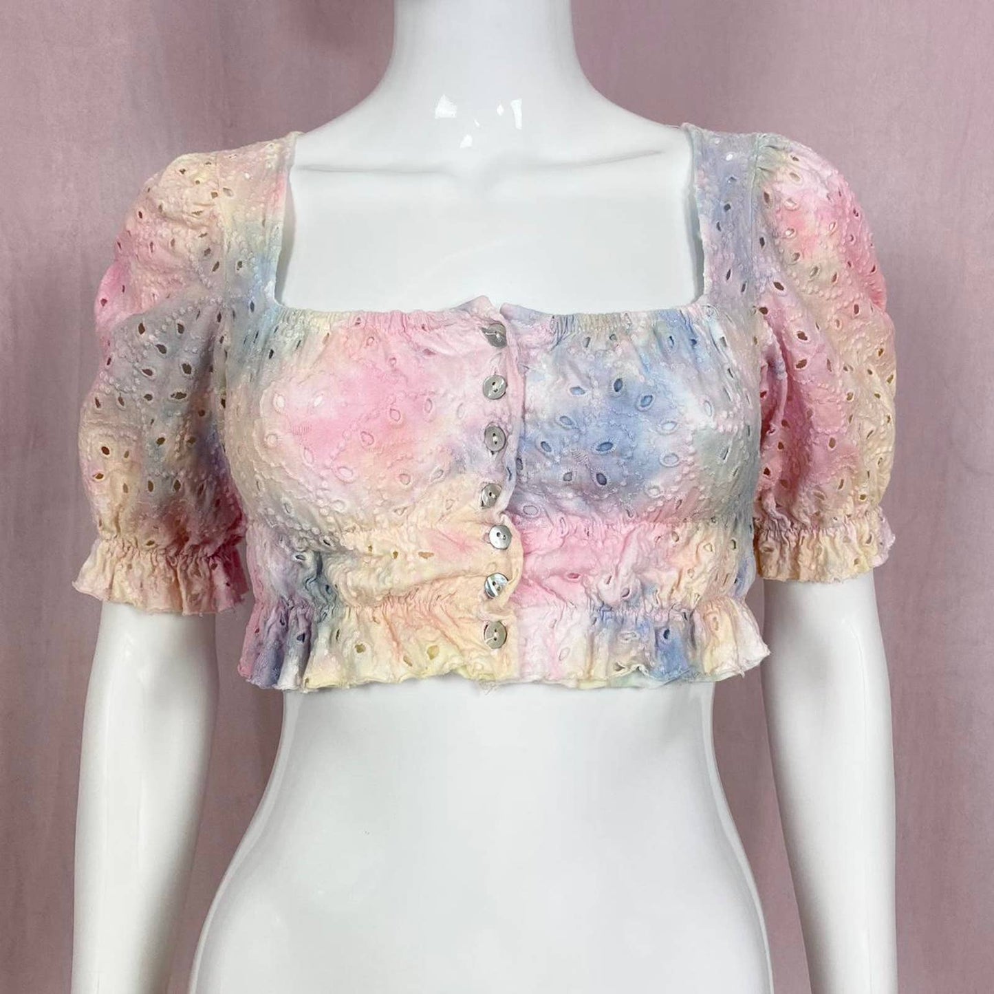 Secondhand Urban Outfitters Watercolor Babydoll Crop Top, Size XS