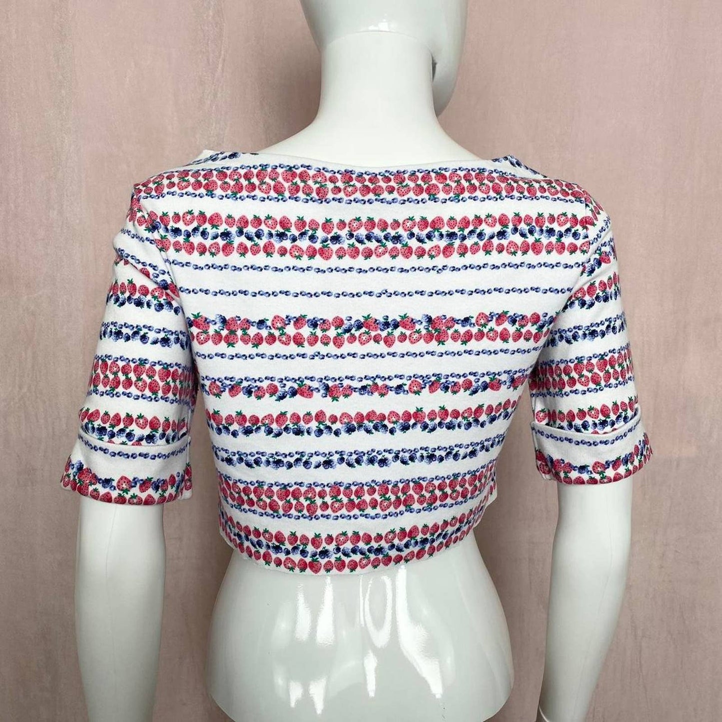 Reworked Karen Scott Berry Print Crop Top, Petite Small