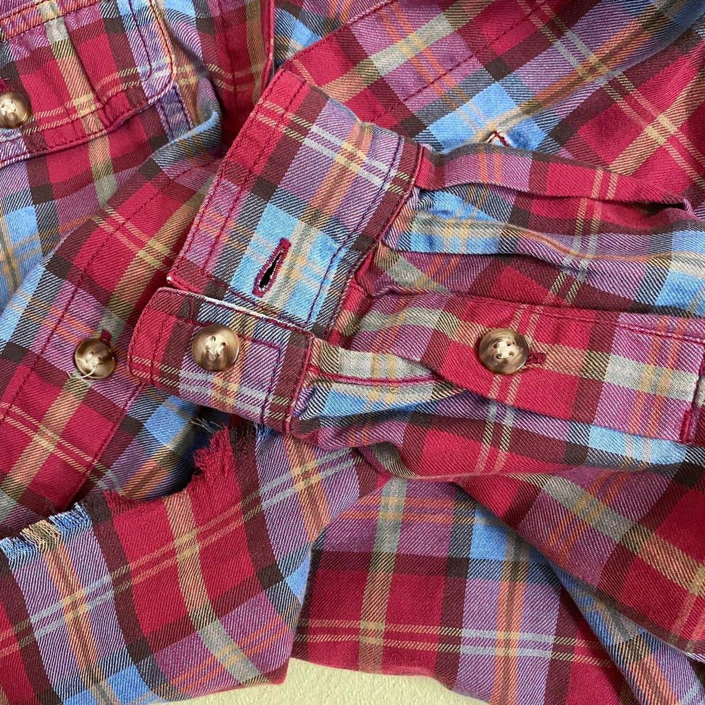 Reworked Vintage Liz Claiborne Plaid Crop Button Up, Size Medium