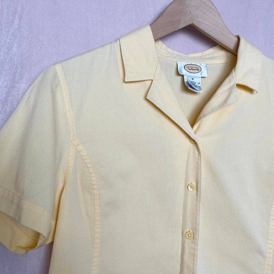 Vintage Talbots Yellow Short Sleeve Button Up Shirt, Size Medium