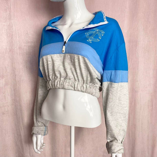 Reworked Minnesota Twins 1/4 Zip Crop Long Sleeve, Size Medium