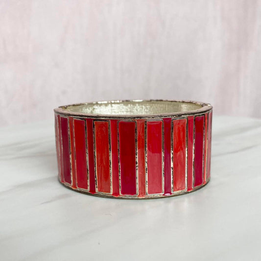 Vintage Red Stripe Wide Statement Cuff Bracelet