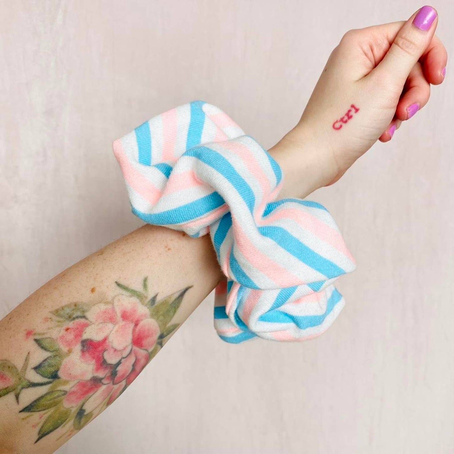 Scrap Fabric Stripe Jumbo Scrunchie