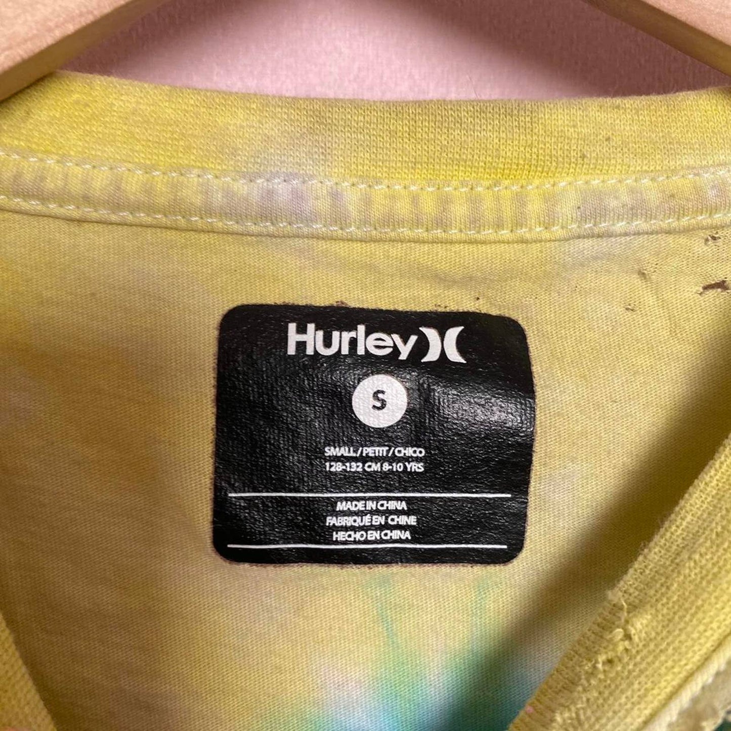 Reworked Hurley Distressed Tie Dye Crop Baby Tee, Size XS