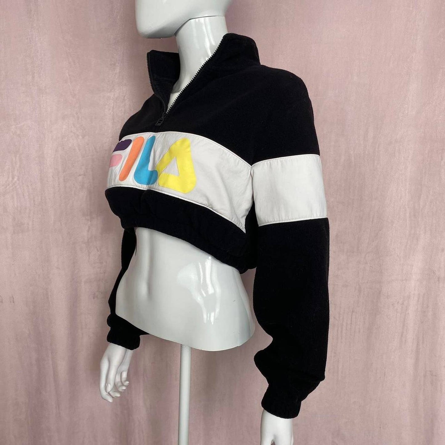 Reworked FILA Crop 1/4 Zip Fleece Pullover, Size Small