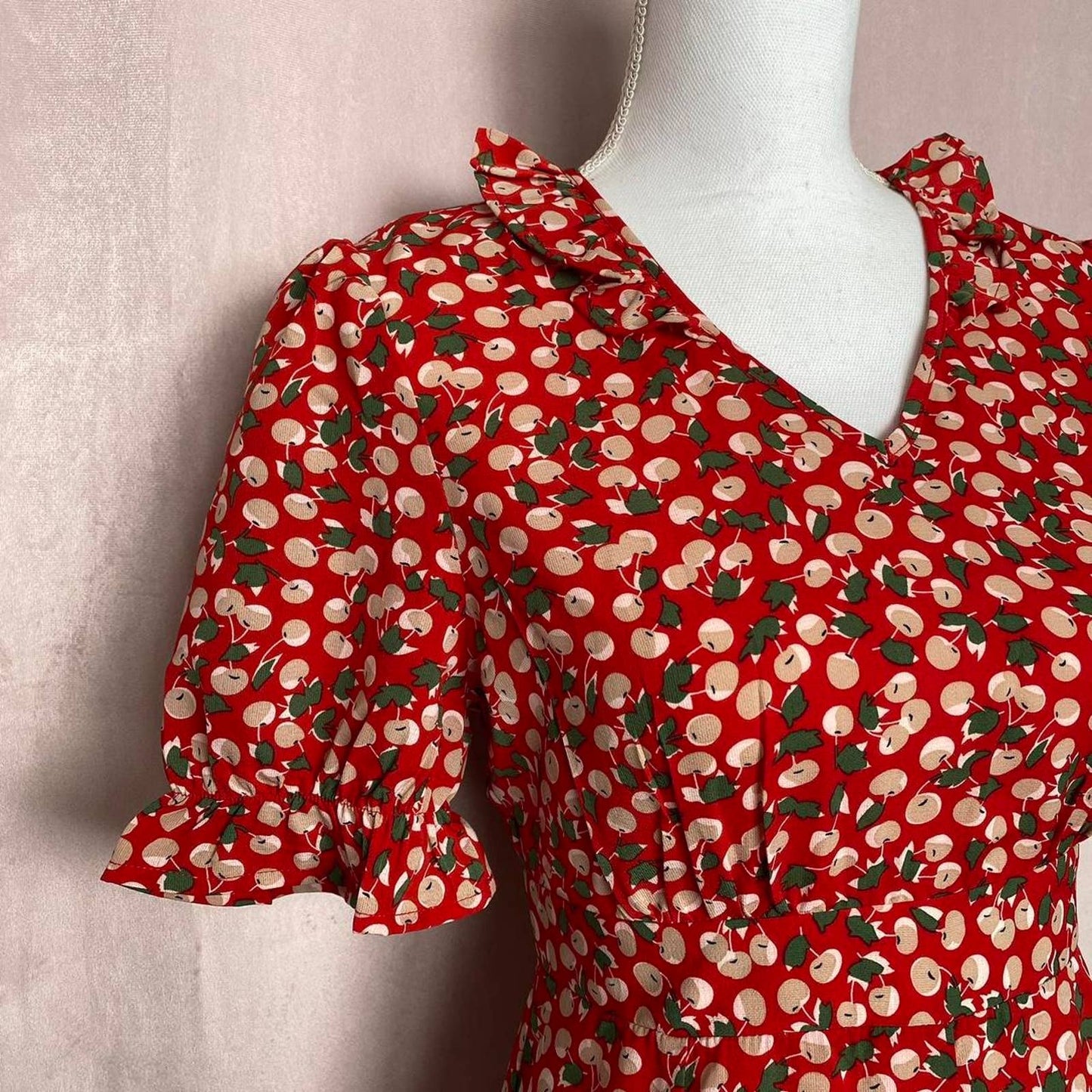 Secondhand Allegra K Red Cherry Print Mini Dress, Size Small