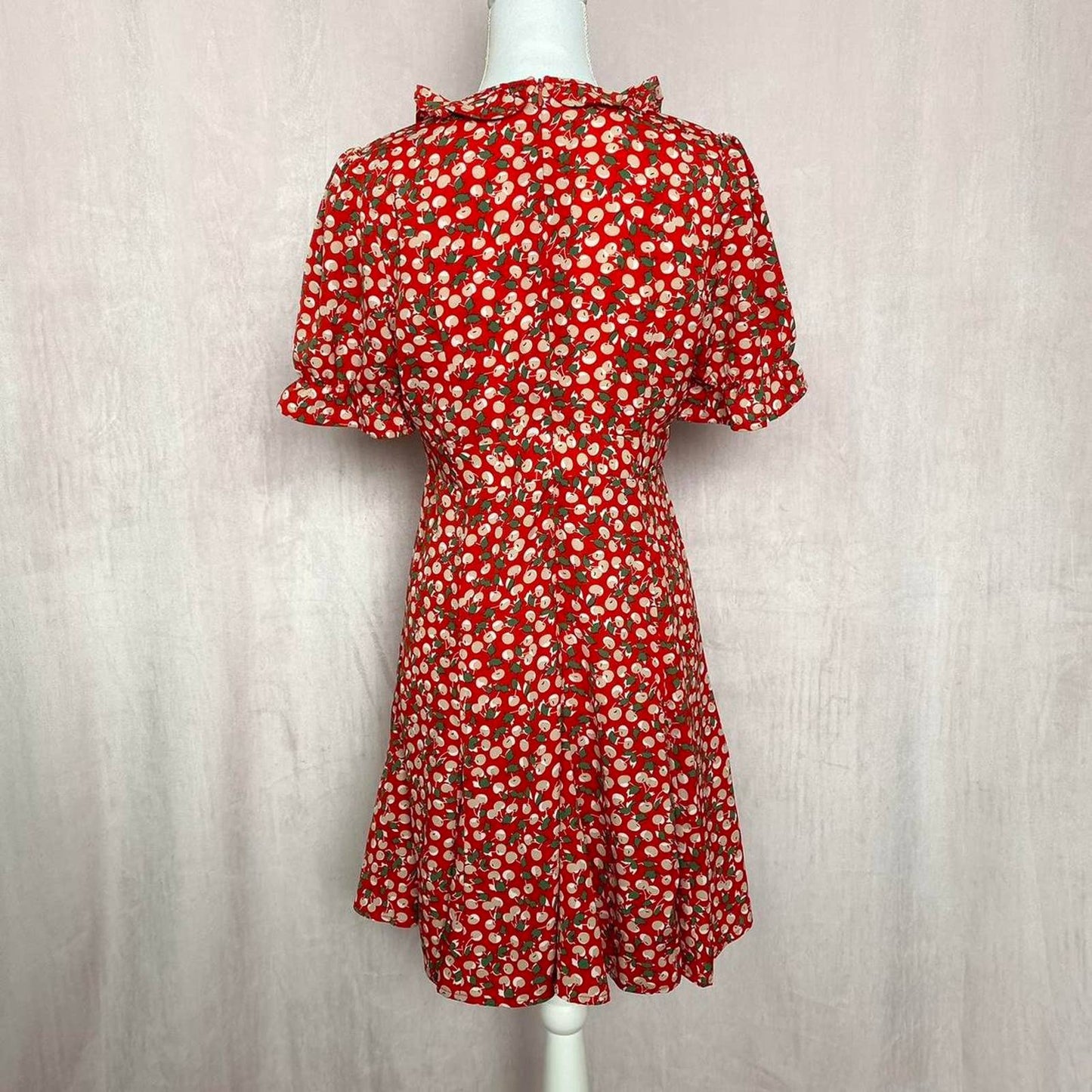 Secondhand Allegra K Red Cherry Print Mini Dress, Size Small