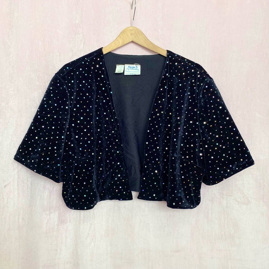 Vintage Sparkly Velvet Crop Jacket, Size XL