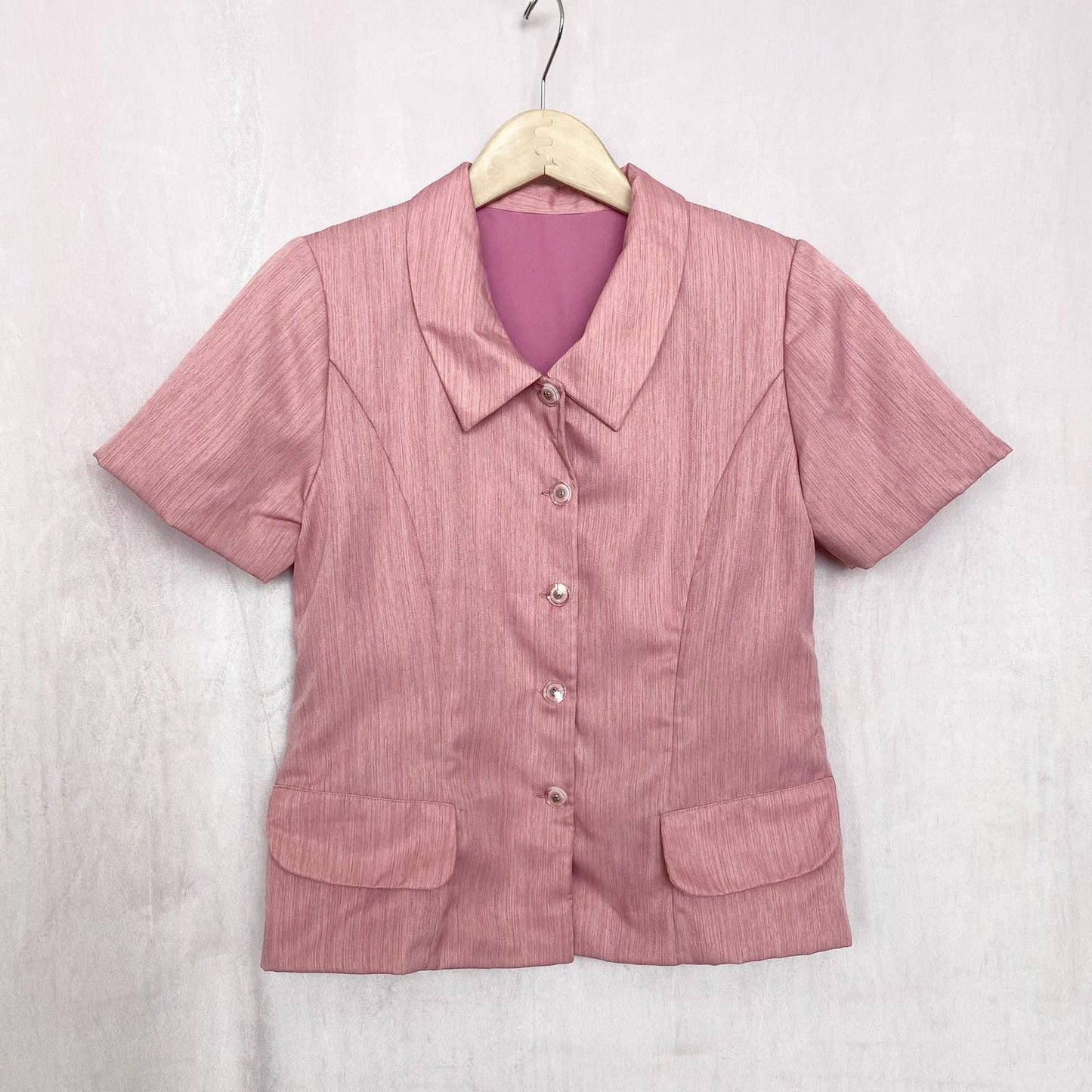Vintage Homemade Pink Button Up Shirt, Size Medium