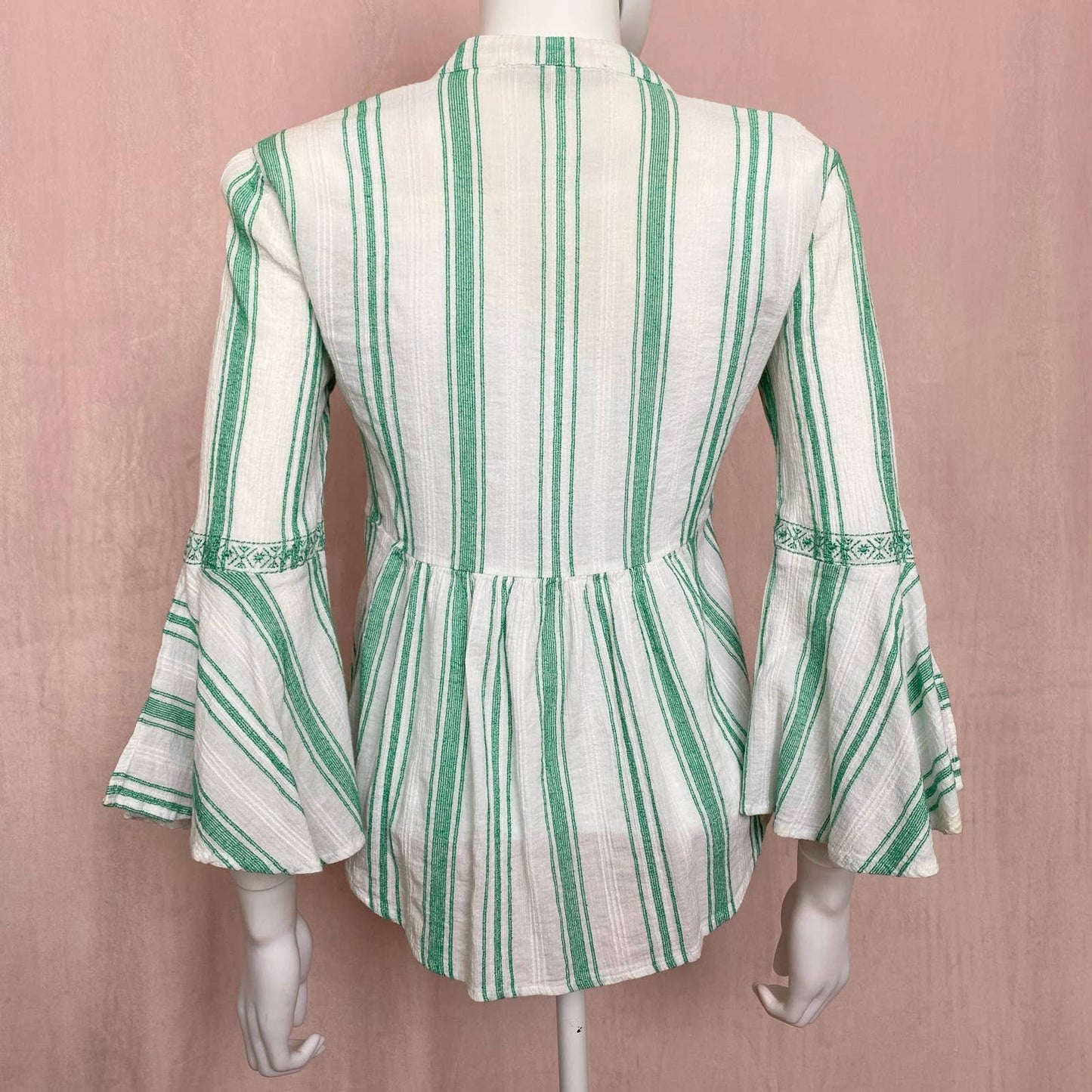 Secondhand Marc New York Bell Sleeve Striped Bouse, Size XS