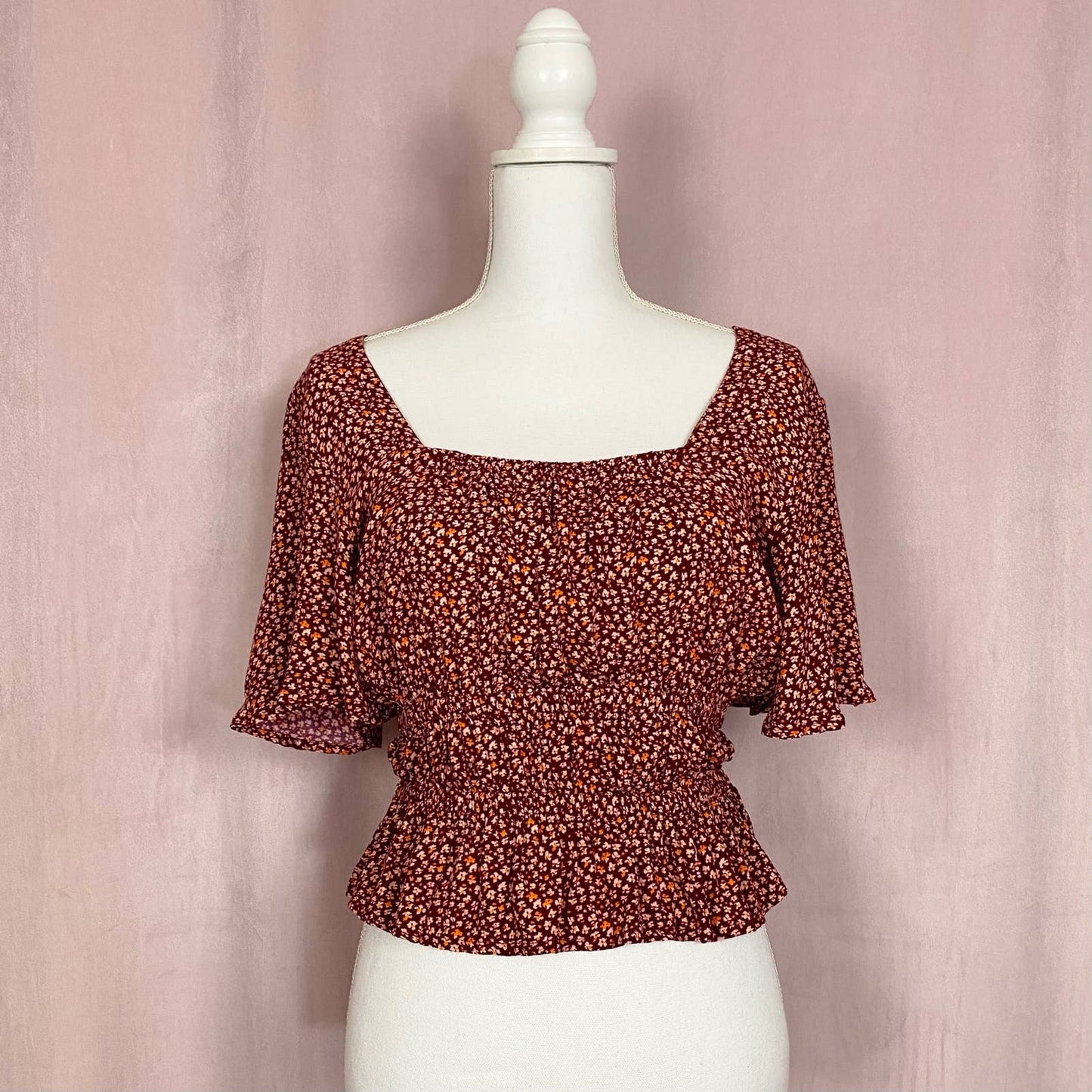 Secondhand Arizona Ditsy Floral Ruffle Hem Crop Top, Size Small