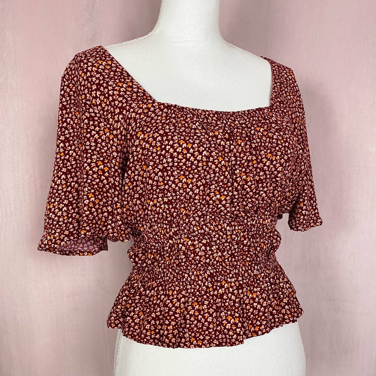 Secondhand Arizona Ditsy Floral Ruffle Hem Crop Top, Size Small