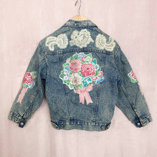 Vintage Levi’s Custom Floral Denim Jacket, Size Medium