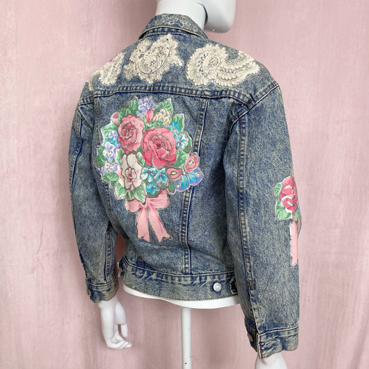 Vintage Levi’s Custom Floral Denim Jacket, Size Medium