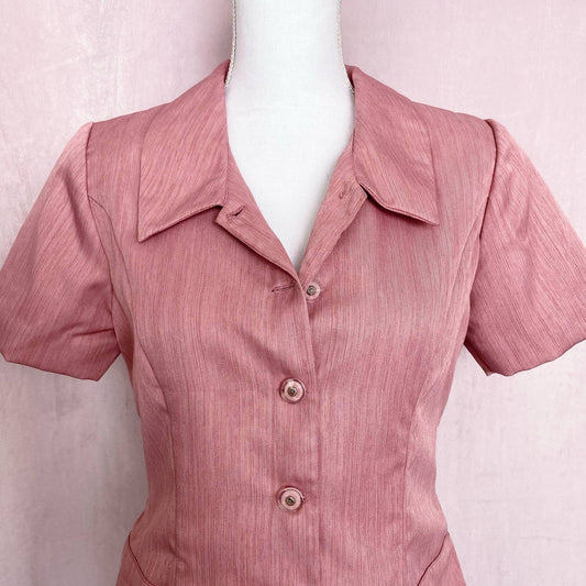 Vintage Homemade Pink Button Up Shirt, Size Medium