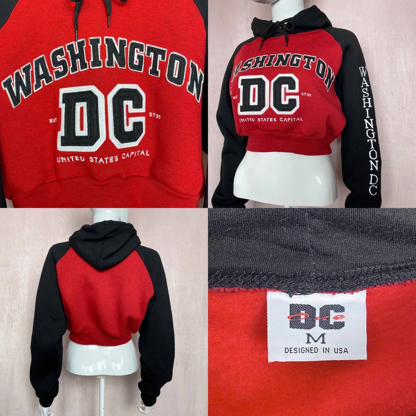 Reworked Washington DC Crop Hoodie, Size S/M
