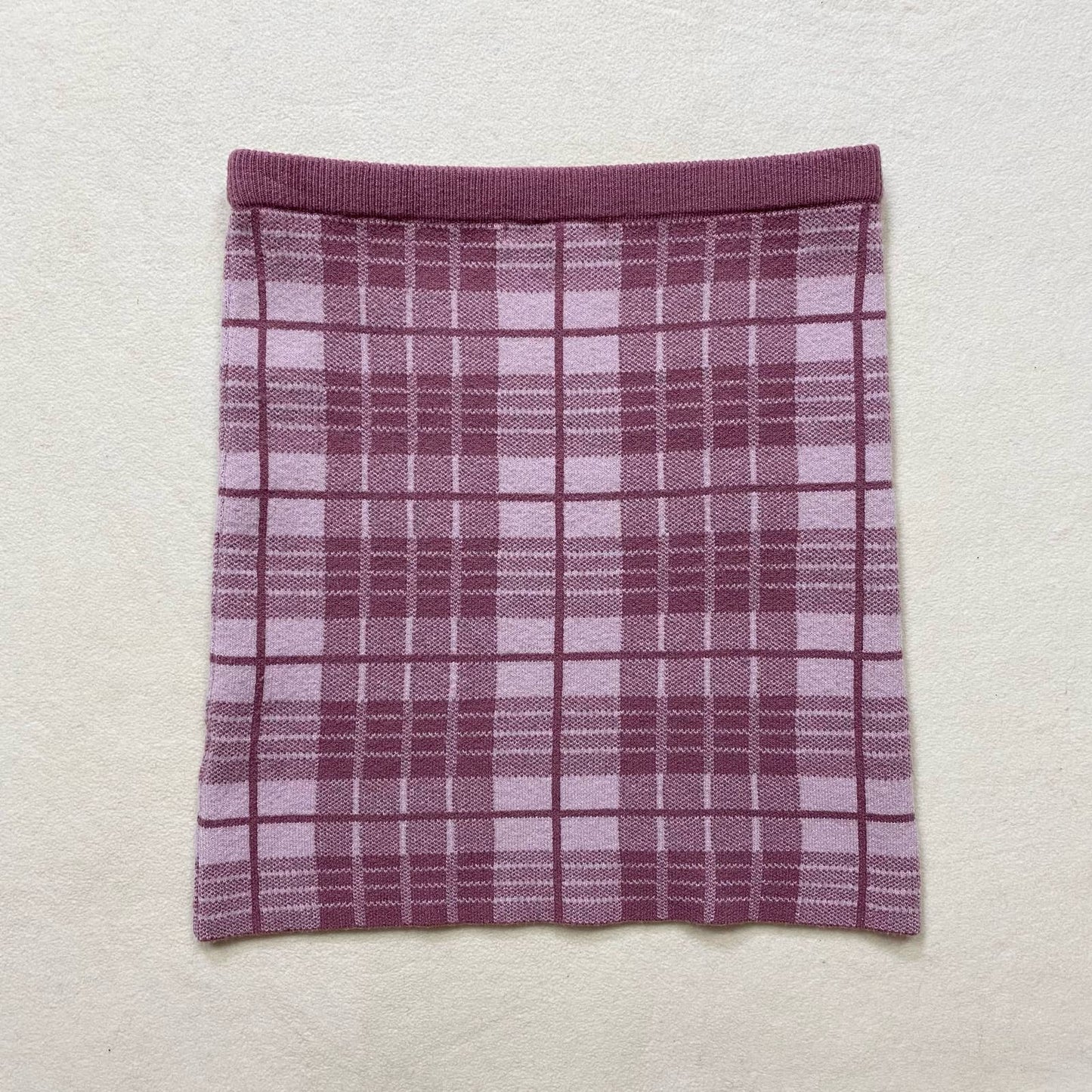 Secondhand Papaya Plaid Knit Mini Skirt, Size Small