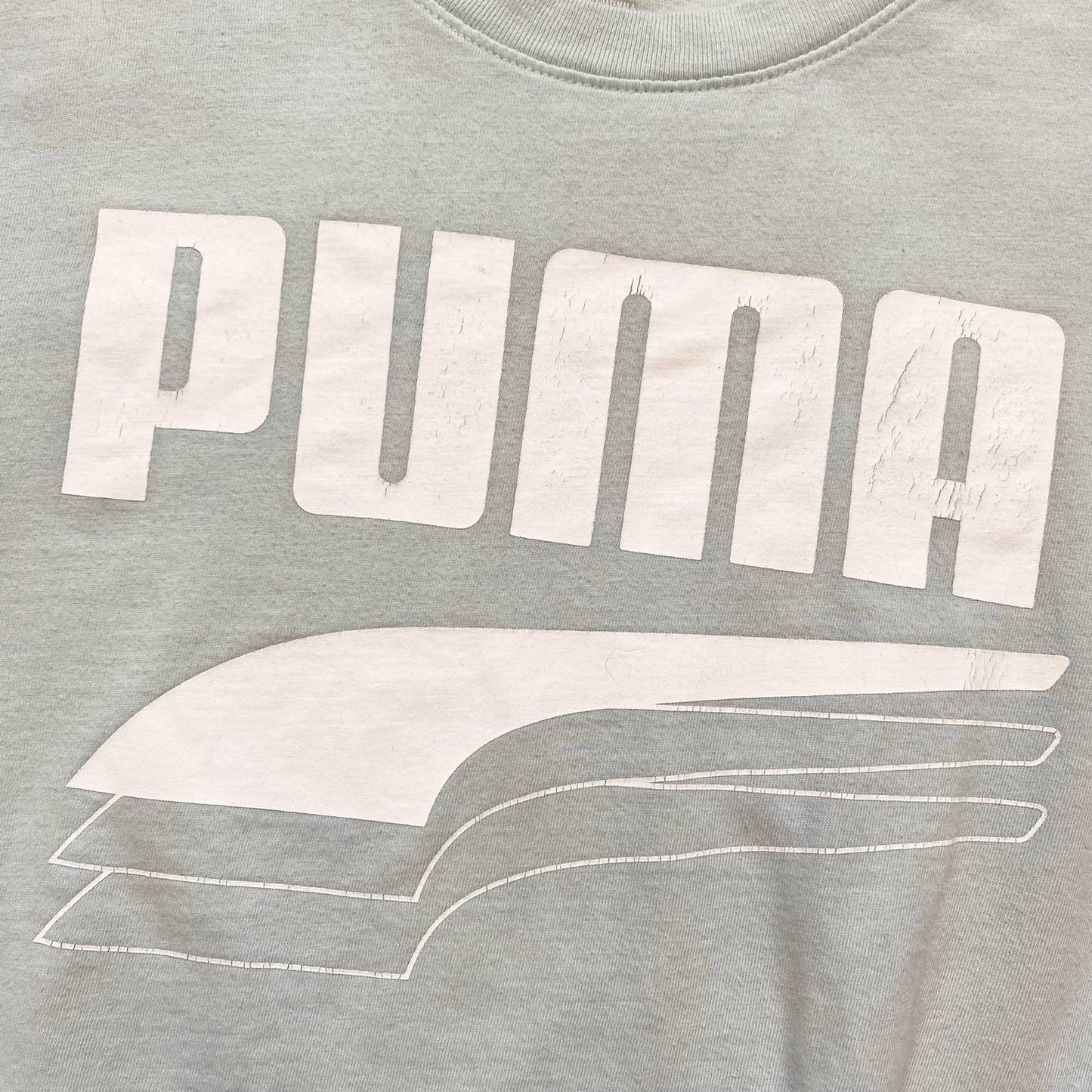 Reworked Puma Logo Mint Green Crop Tee, Size Medium