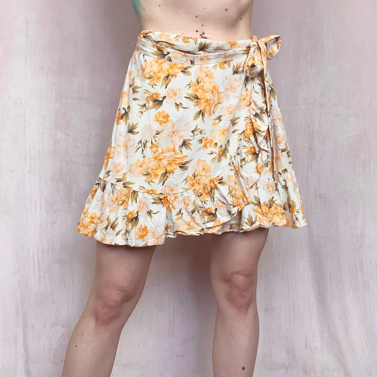 Secondhand American Eagle Floral Wrap Mini Skirt, Size Small