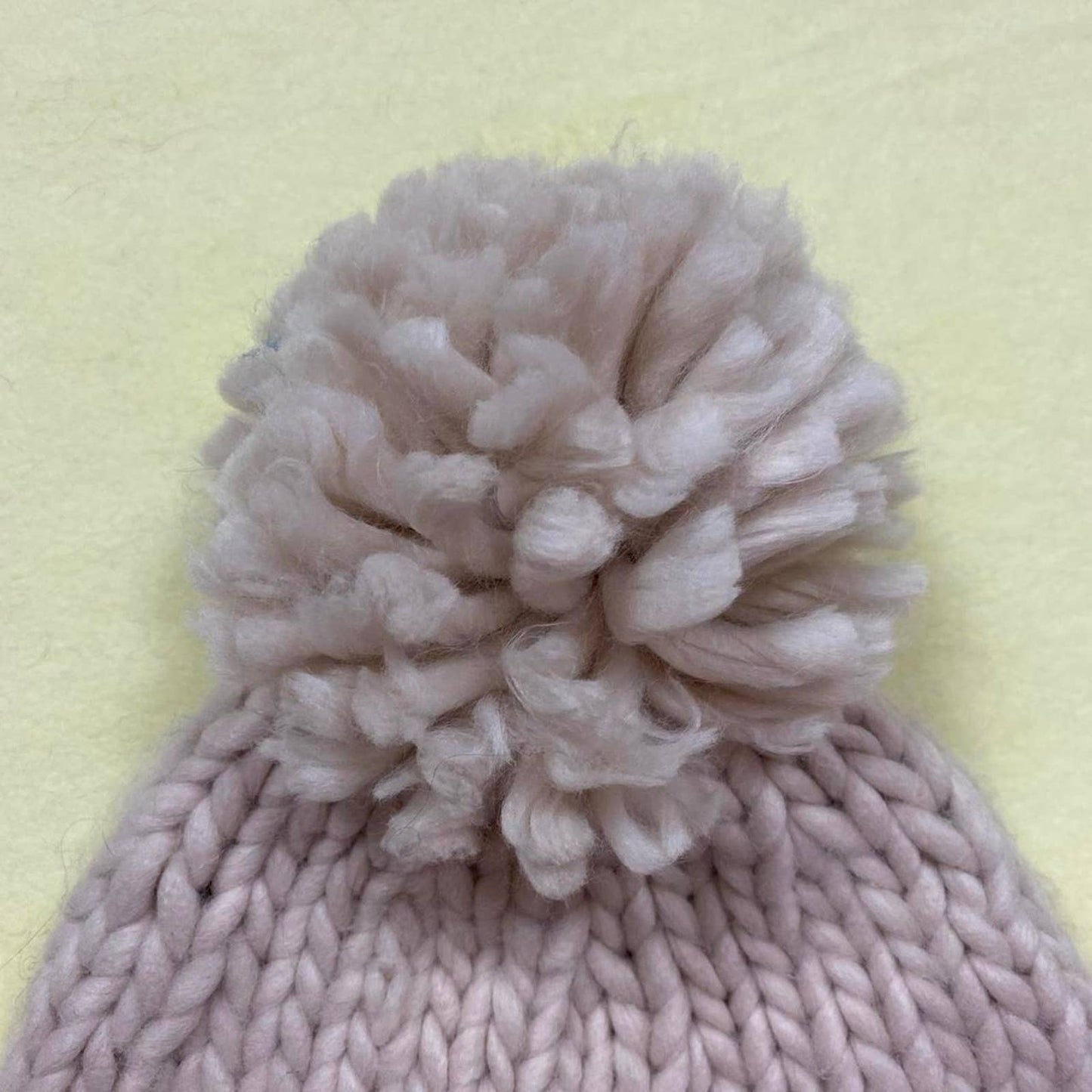 Secondhand Beige Pom Pom Acrylic Knit Beanie Hat, OS