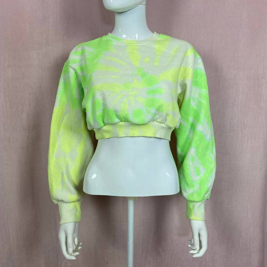 Reworked C’est Toi Neon Tie Dye Crop Crewneck, Size Medium