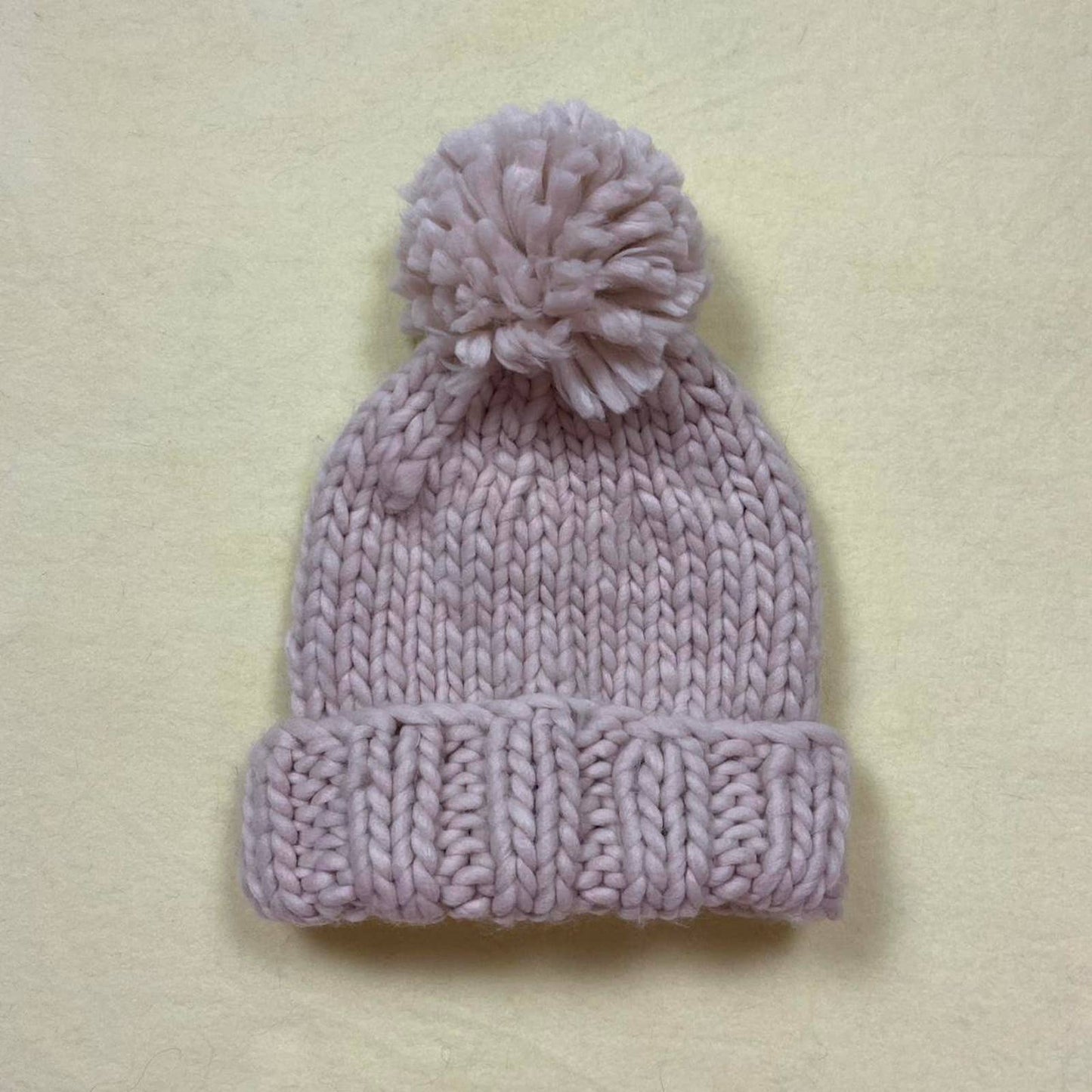 Secondhand Beige Pom Pom Acrylic Knit Beanie Hat, OS