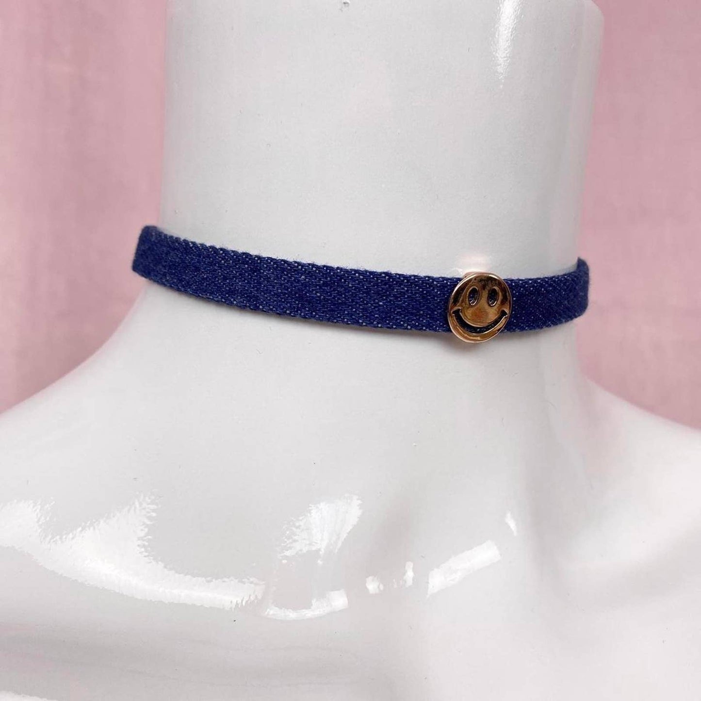 Secondhand Smiley Face Denim Choker