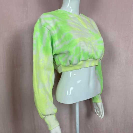 Reworked C’est Toi Neon Tie Dye Crop Crewneck, Size Medium
