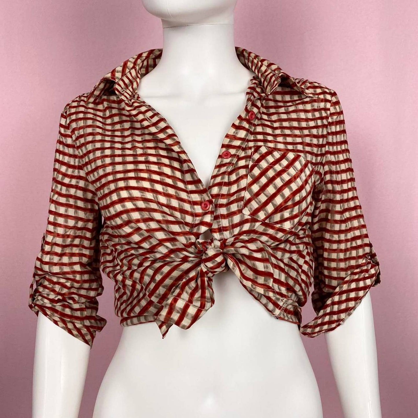 Secondhand XXI Checker Print Button Down Blouse, Size Medium
