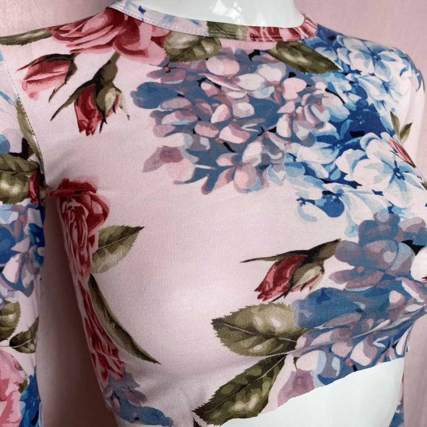 Reworked Posh Peanut Floral Crop Long Sleeve, Size XS