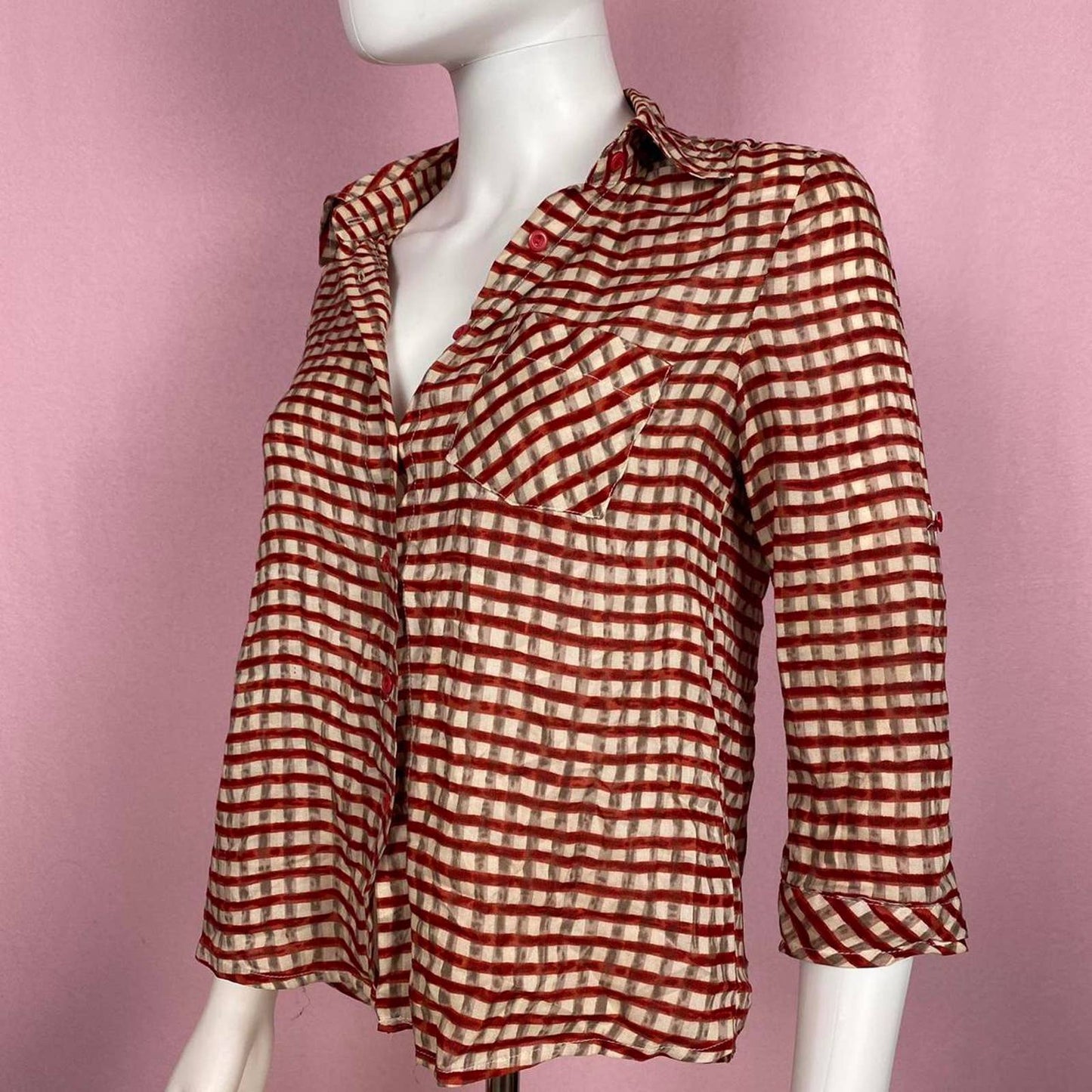 Secondhand XXI Checker Print Button Down Blouse, Size Medium