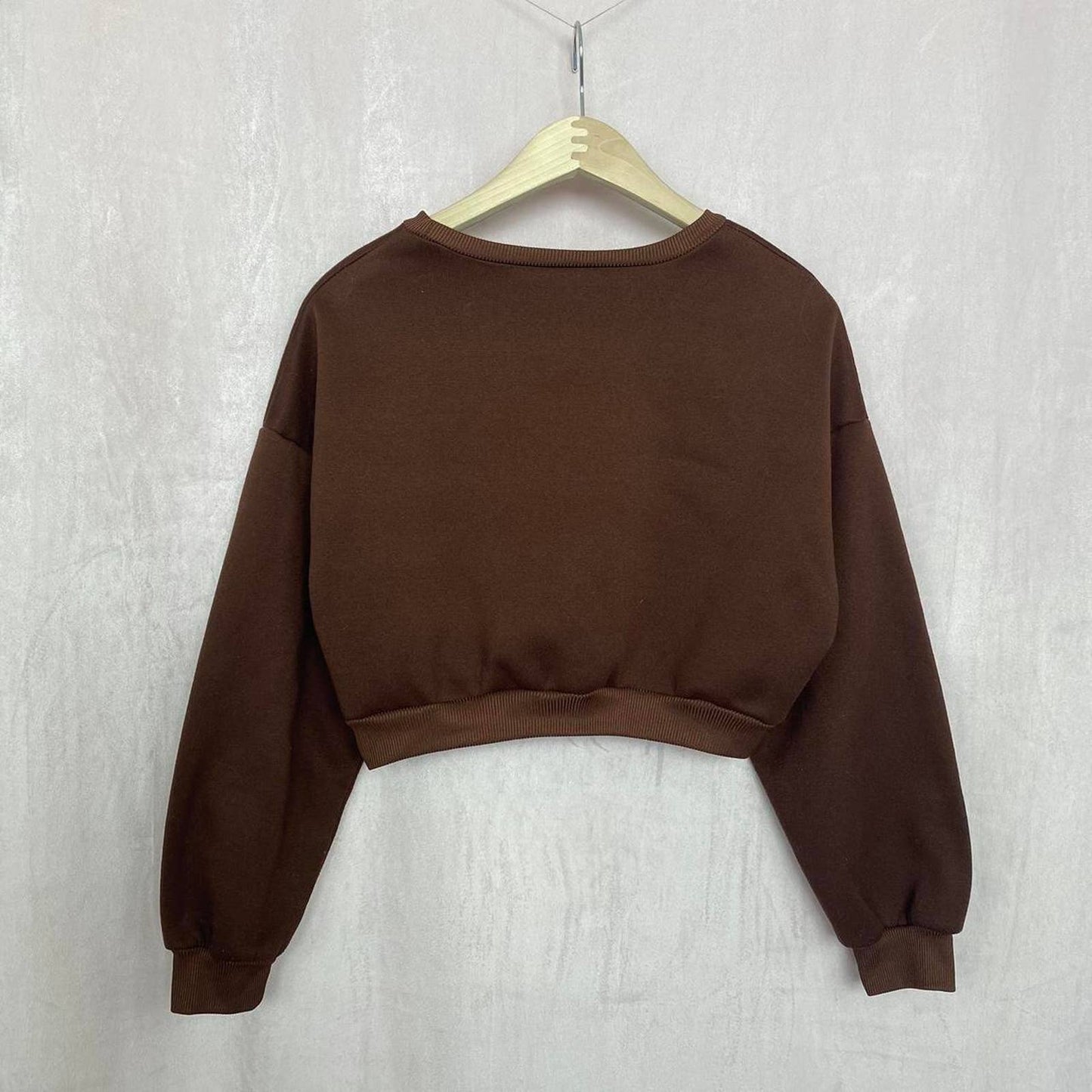 Reworked Cowgirl Brown Crop Crewneck Sweatshirt, Size S/M