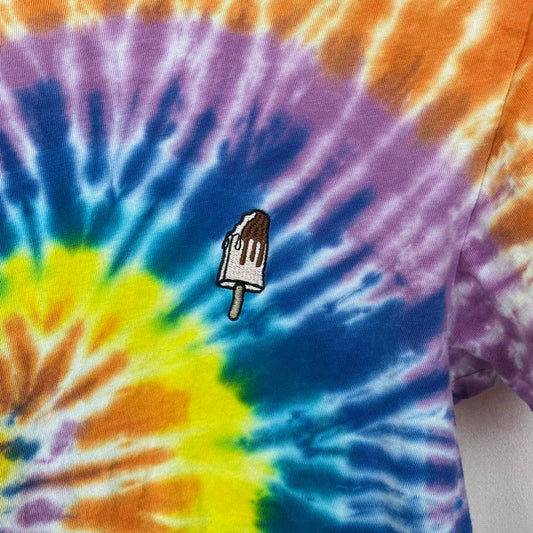Reworked Eighty Eight Retro Rainbow Tie Dye Ice Cream Popsicle Crop Tee, Fits Size Small