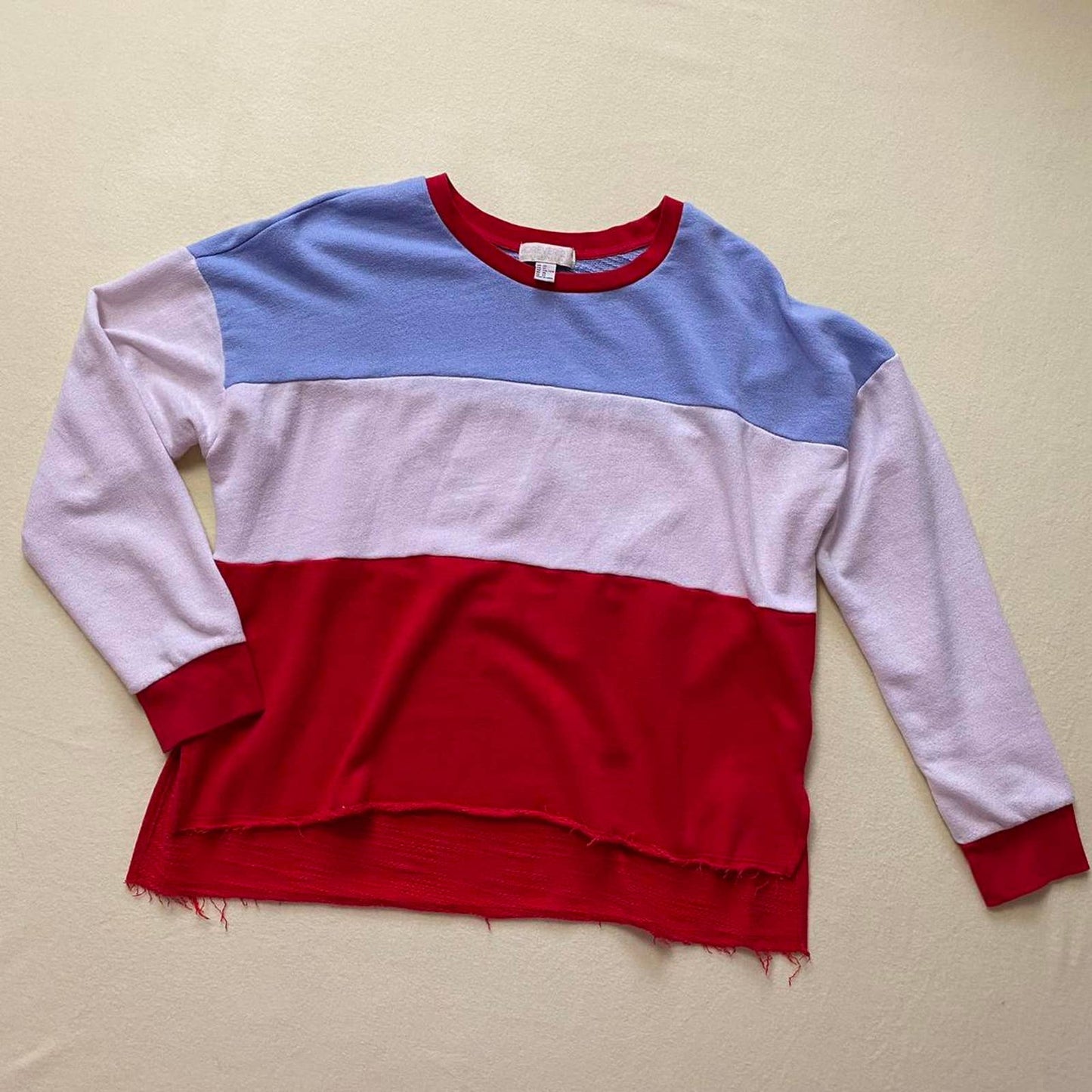 Secondhand Forever 21 red white & blue long sleeve sweater, size 2XL