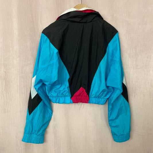 vintage 80s / 90s G4000 multicolor blue crop windbreaker jacket, size large