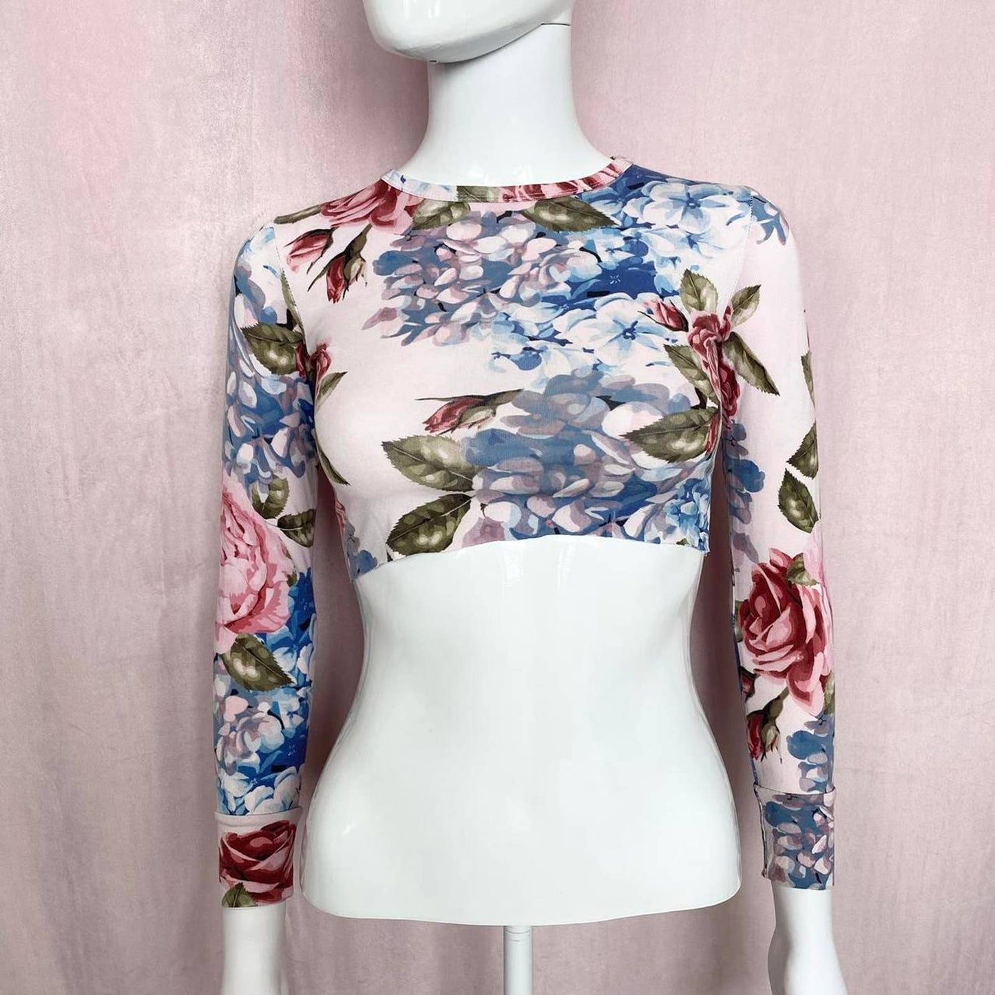 Reworked Posh Peanut Floral Crop Long Sleeve, Size XS