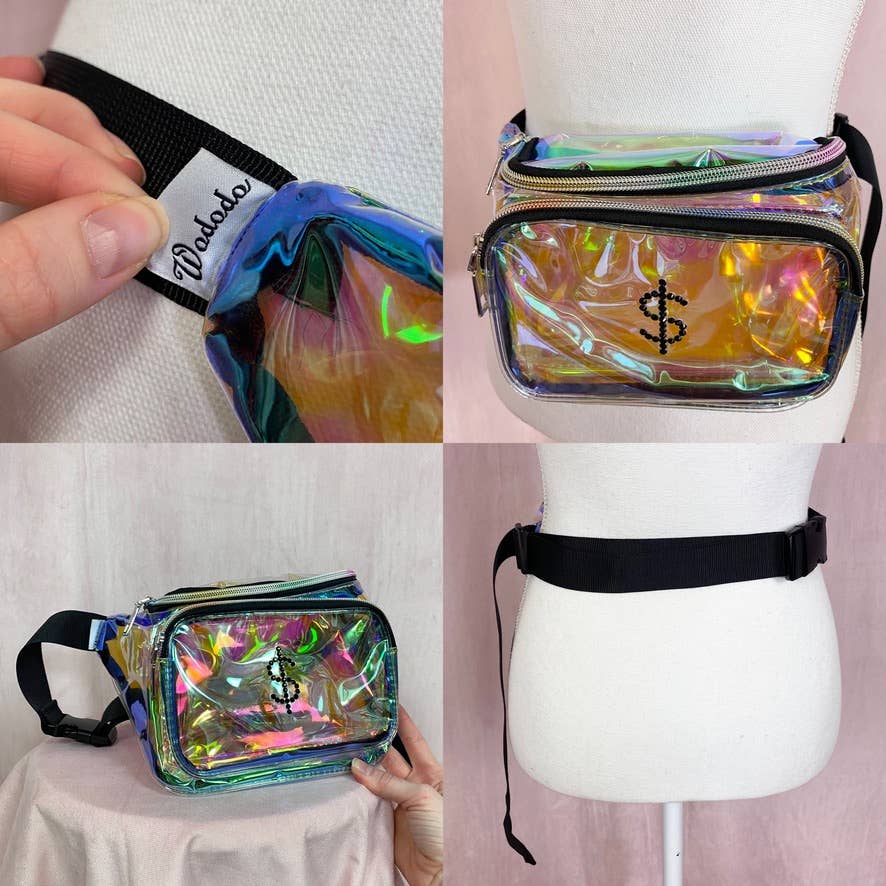 Reworked Clear Holographic Money Fanny Pack