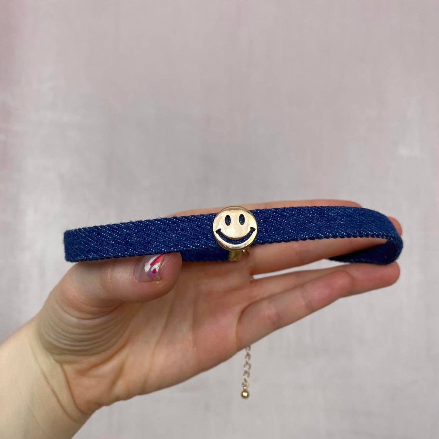 Secondhand Smiley Face Denim Choker