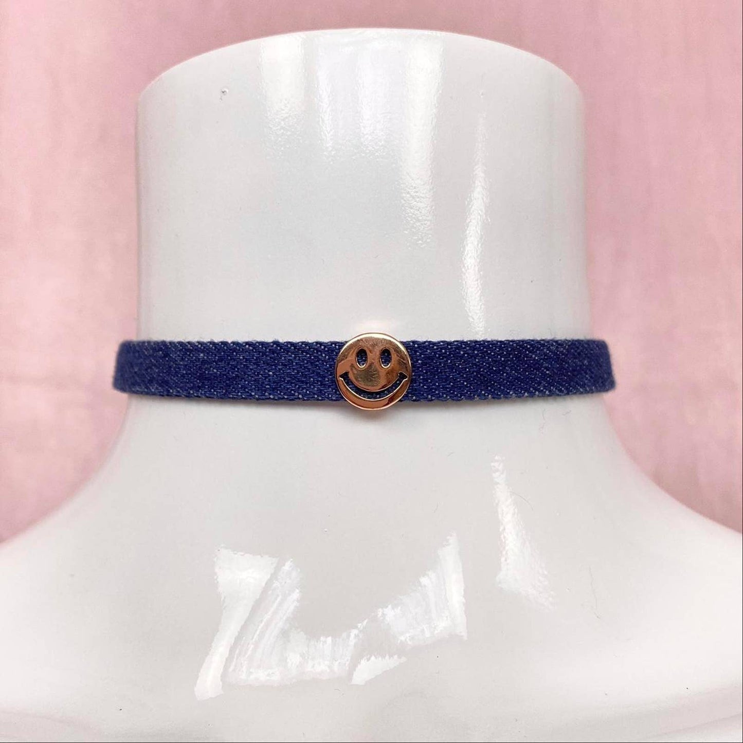 Secondhand Smiley Face Denim Choker