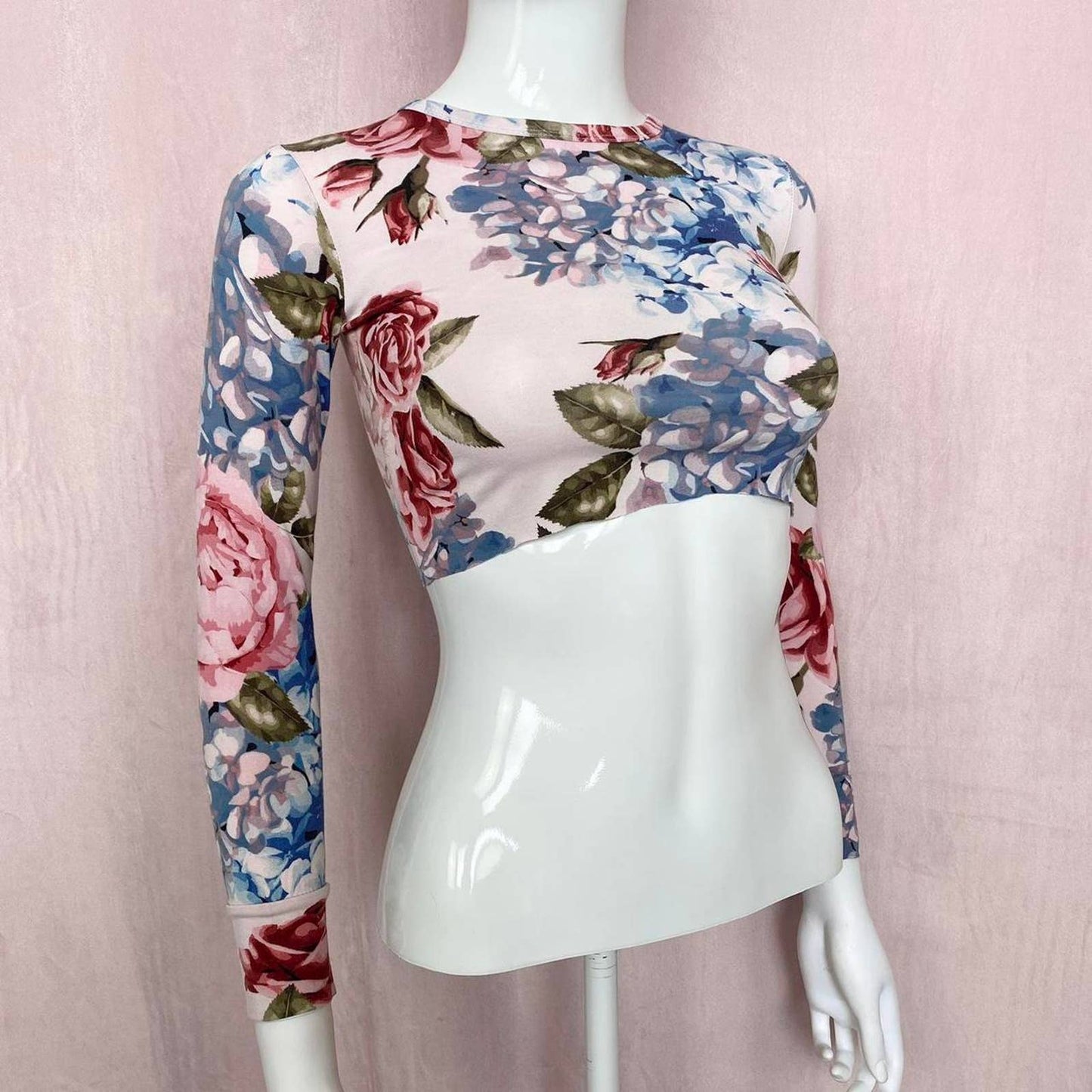 Reworked Posh Peanut Floral Crop Long Sleeve, Size XS