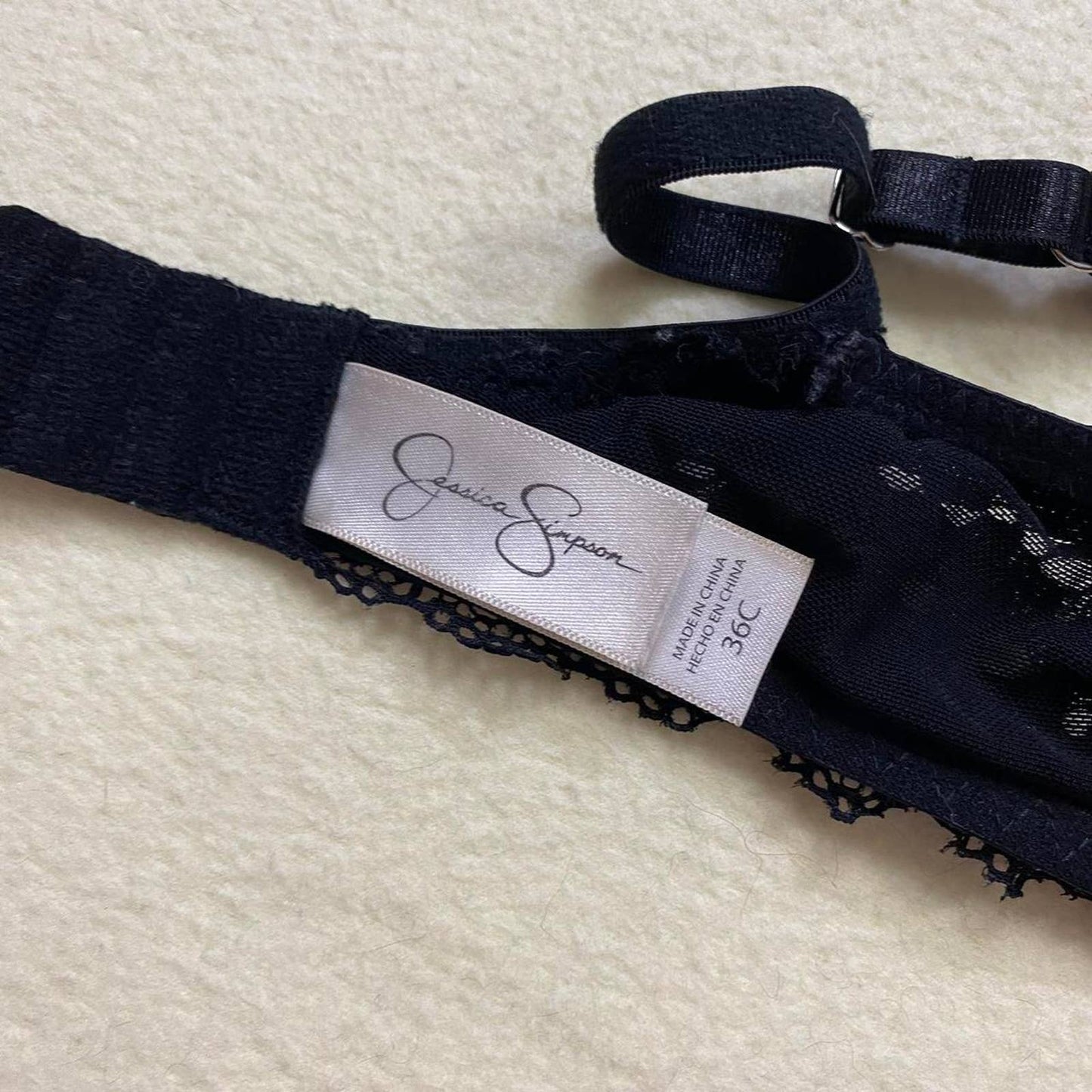 Secondhand Jessica Simpson Black Lace Push Up Bra, Size 36C